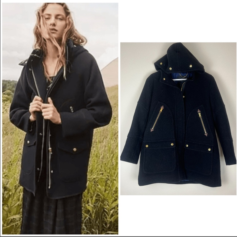 J CREW Chateau Parka Italian Wool Nello Gori Black size 6P